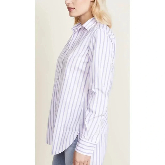 Frank & Eileen Grayson Button Down Shirt Cotton Blue and Pink Stripe Size Small - Picture 3 of 8
